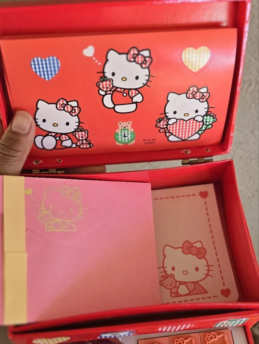 1990's NEW vintage SANRIO Hello Kitty double-tiered stamps, stickers, paper